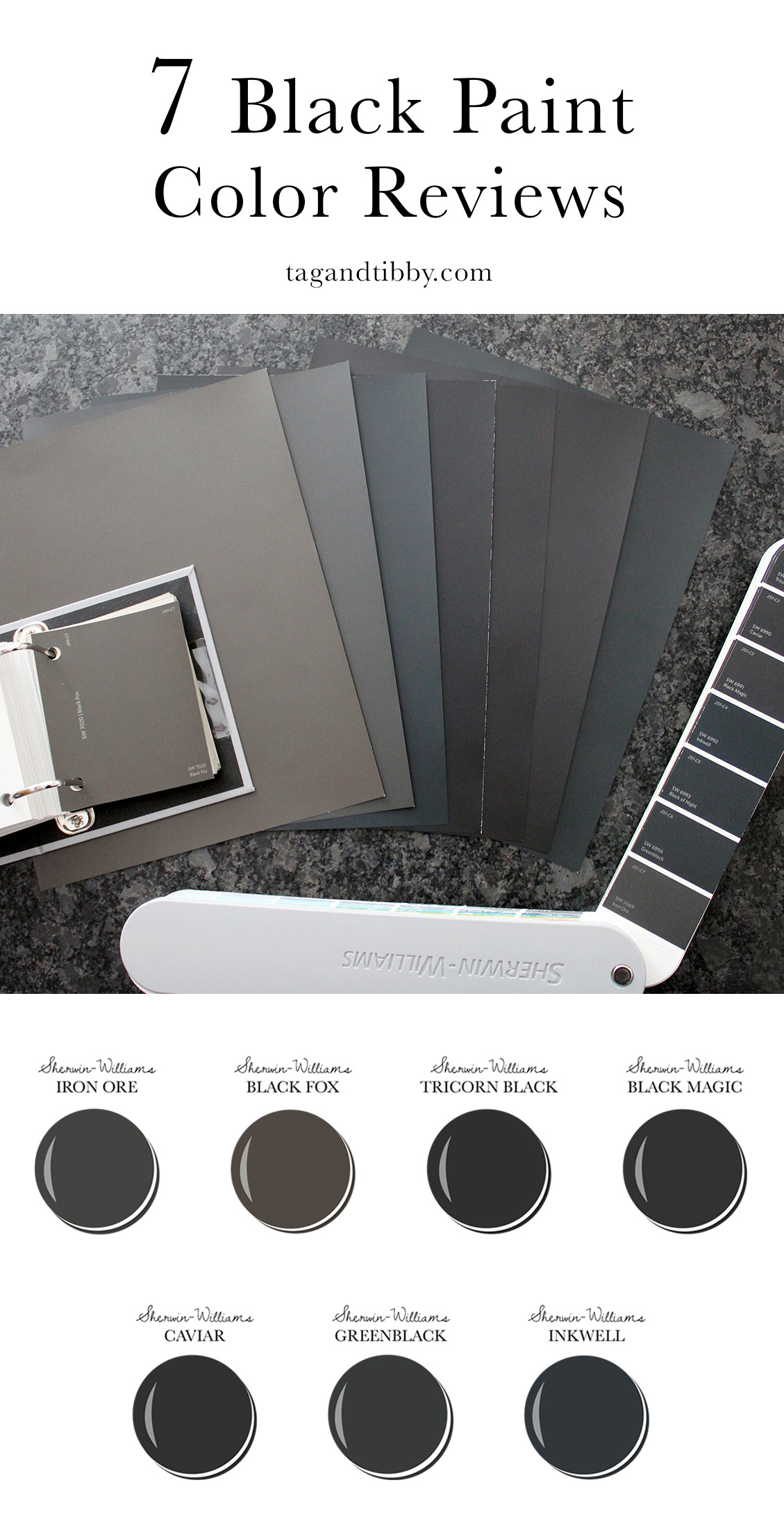 blackpaintcolorreview | Tag and Tibby 7 black paint color reviews with swatches and in home examples
