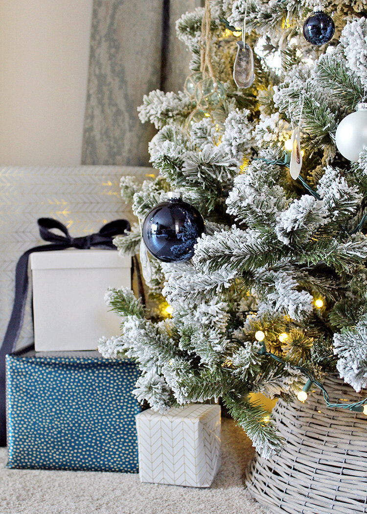 navy flocked christmas tree