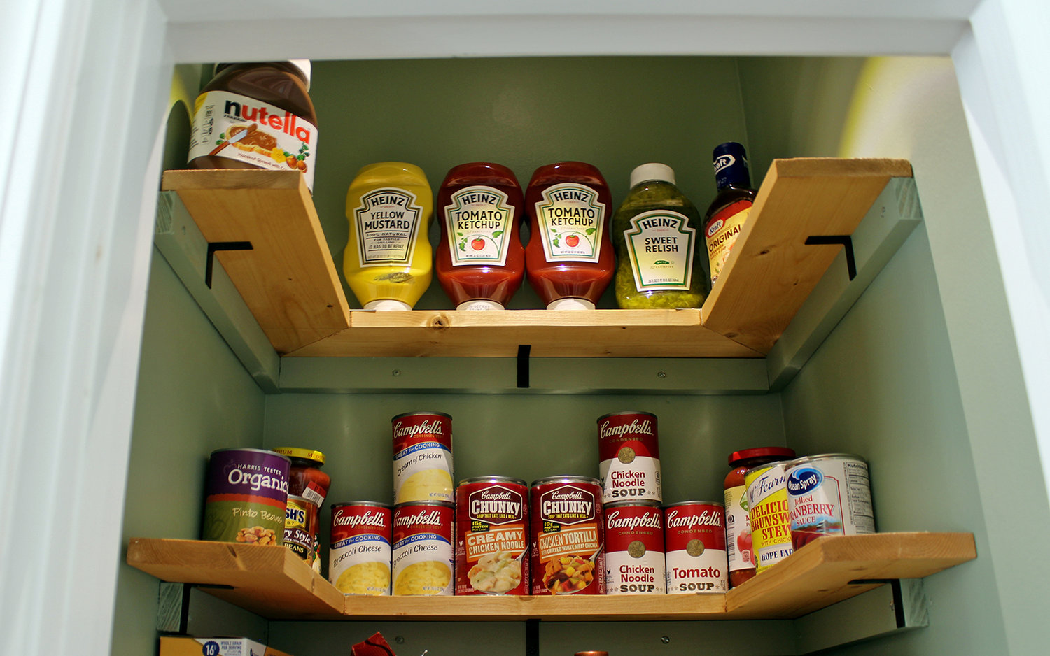 Small U Shaped Pantry with Wicker Labeled Food Bins - Transitional -  Kitchen