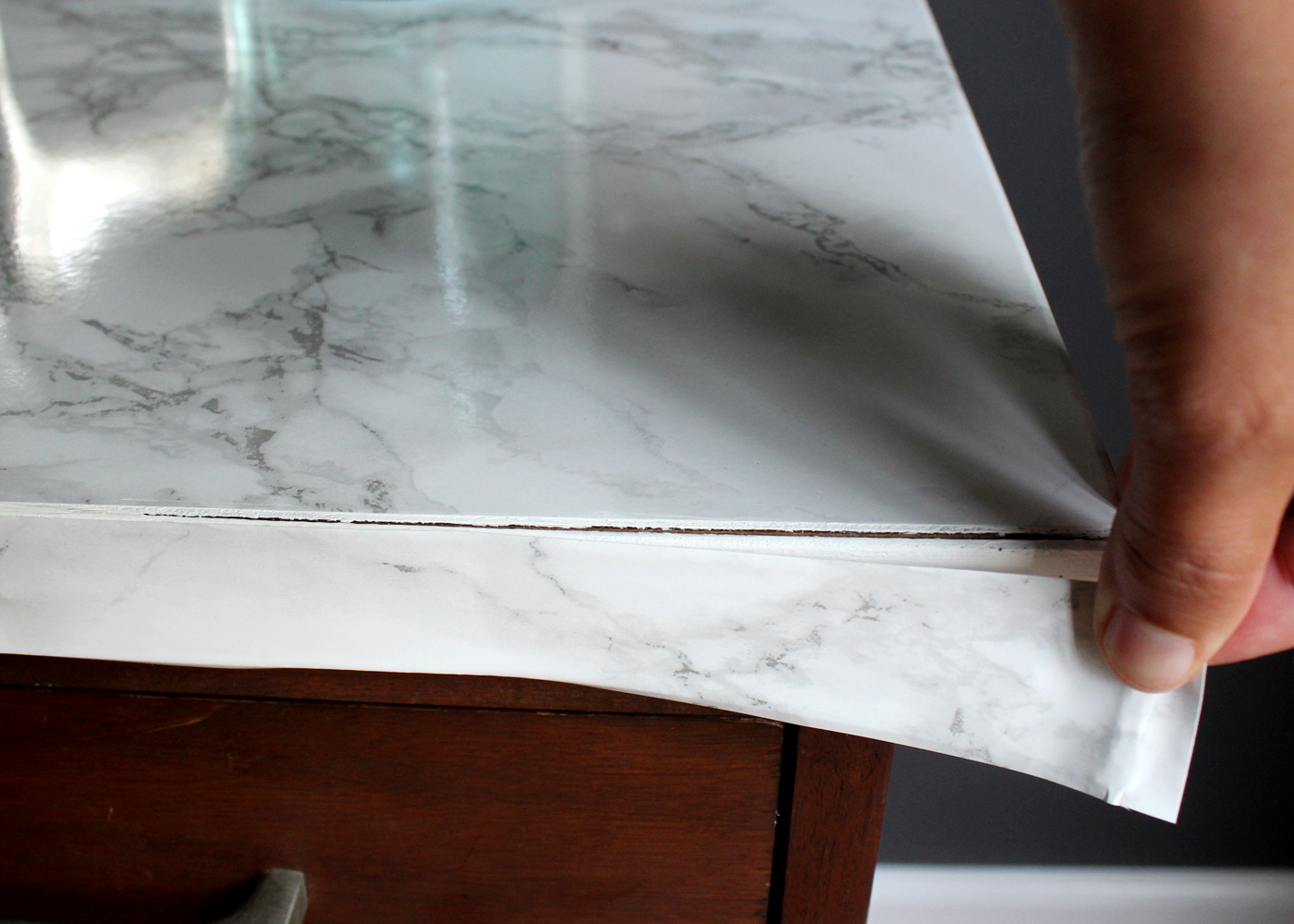 Faux Marble Contact Paper Tabletop