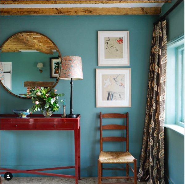 Farrow & Ball Oval Room Blue on walls via Olivine Design | Tag and Tibby