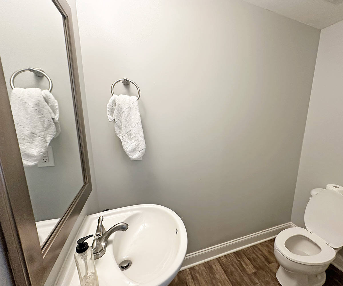 grayhalfbathroomrental | Tag and Tibby Before picture of a plain rental half bathroom