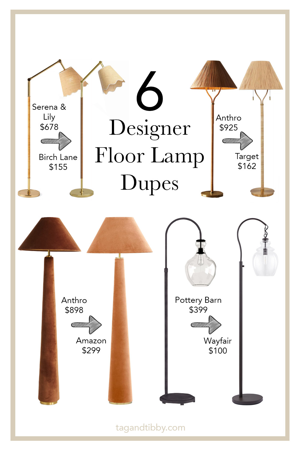 highendupesfloorlamps | Tag and Tibby 6 high end designer floor lamp dupes with shopping links