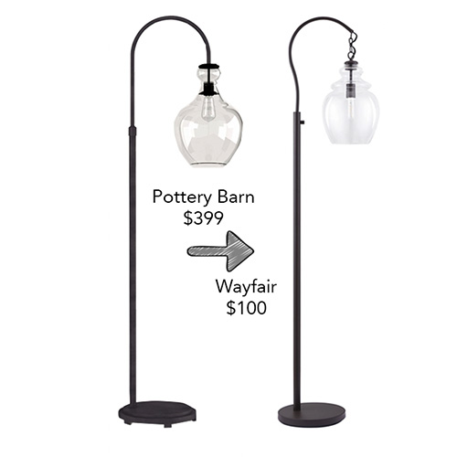 potterybarndupe | Tag and Tibby Pottery barn recycled glass floor lamp dupe